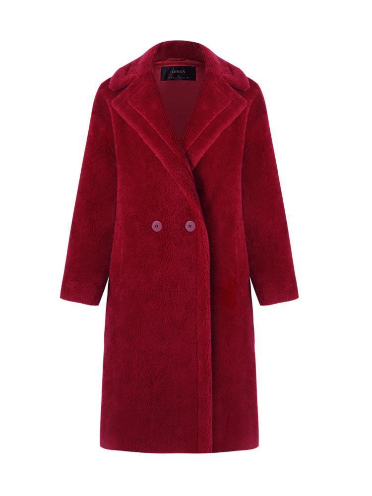 Teddy Lamb Wool Lapel Oversized Coat GOELIA