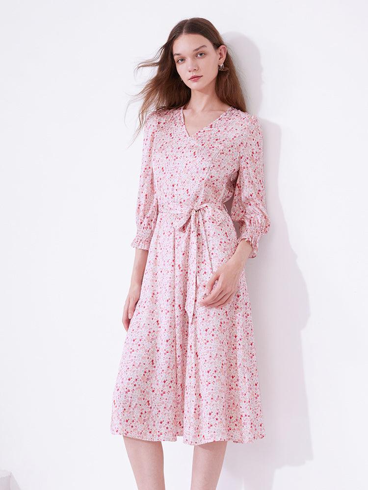 Pink  Sweet Cherry Print Dress GOELIA