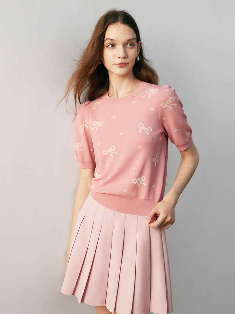 Pink Jacquard Knitted Sweater GOELIA