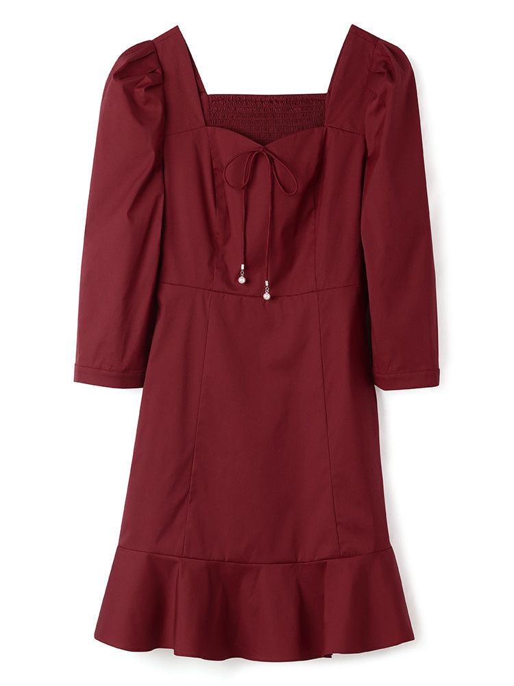 Chili Red Half-sleeve Dress GOELIA