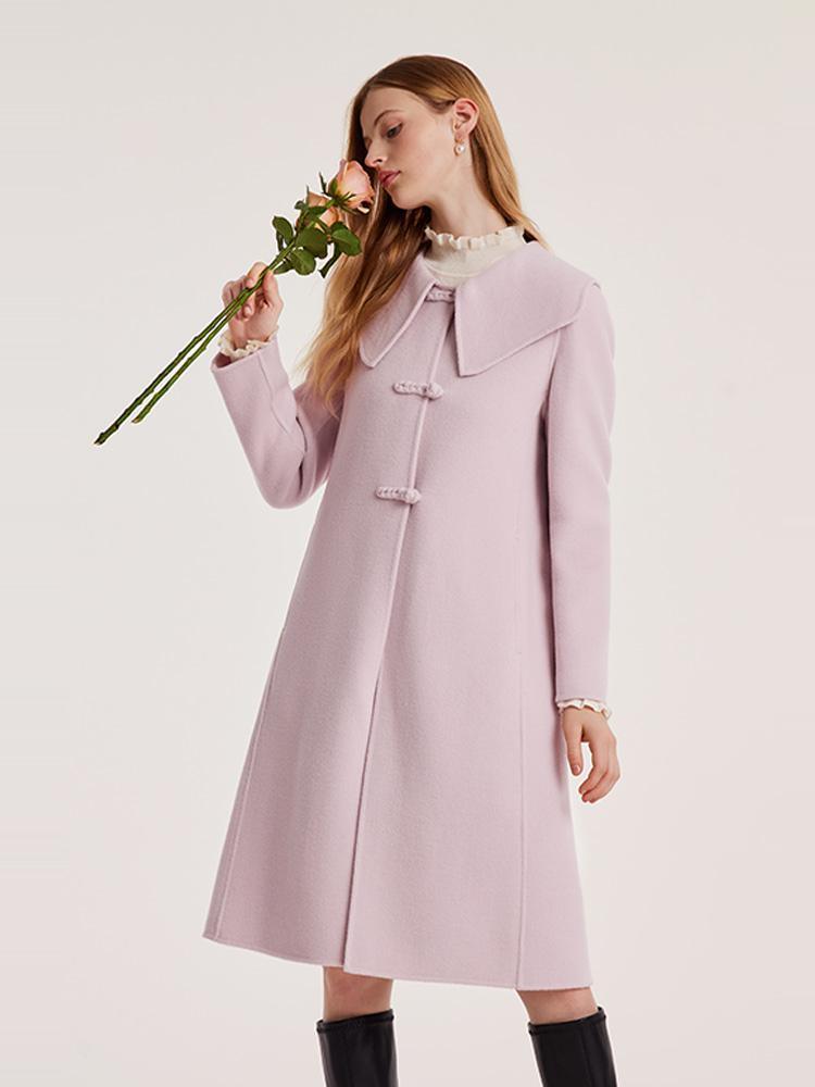 Tencel Wool Cheongsam Button Double-Faced Coat