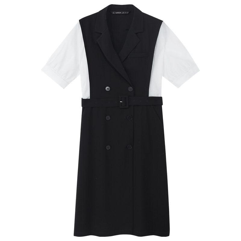 Notched Lapel Double-Breasted Dress GOELIA