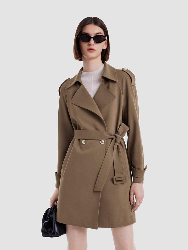 Double Layer Worsted Wool Trench Coat GOELIA