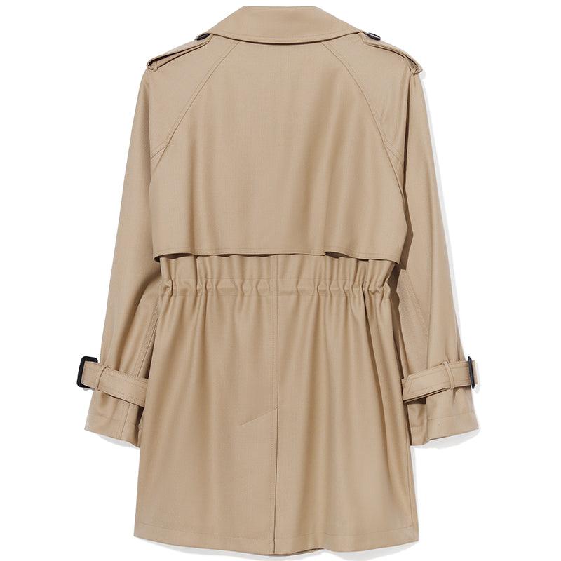 Double-Breasted Worsted Wool Trench Coat GOELIA