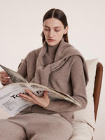 Coffee Seamless Mock Neck Cashmere Sweater GOELIA