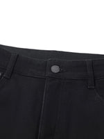 Black Full Length Slit Straight Jeans GOELIA