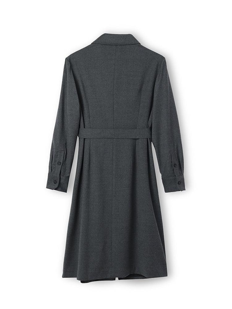 Grey Cashmere Shirt Dress With Belt GOELIA