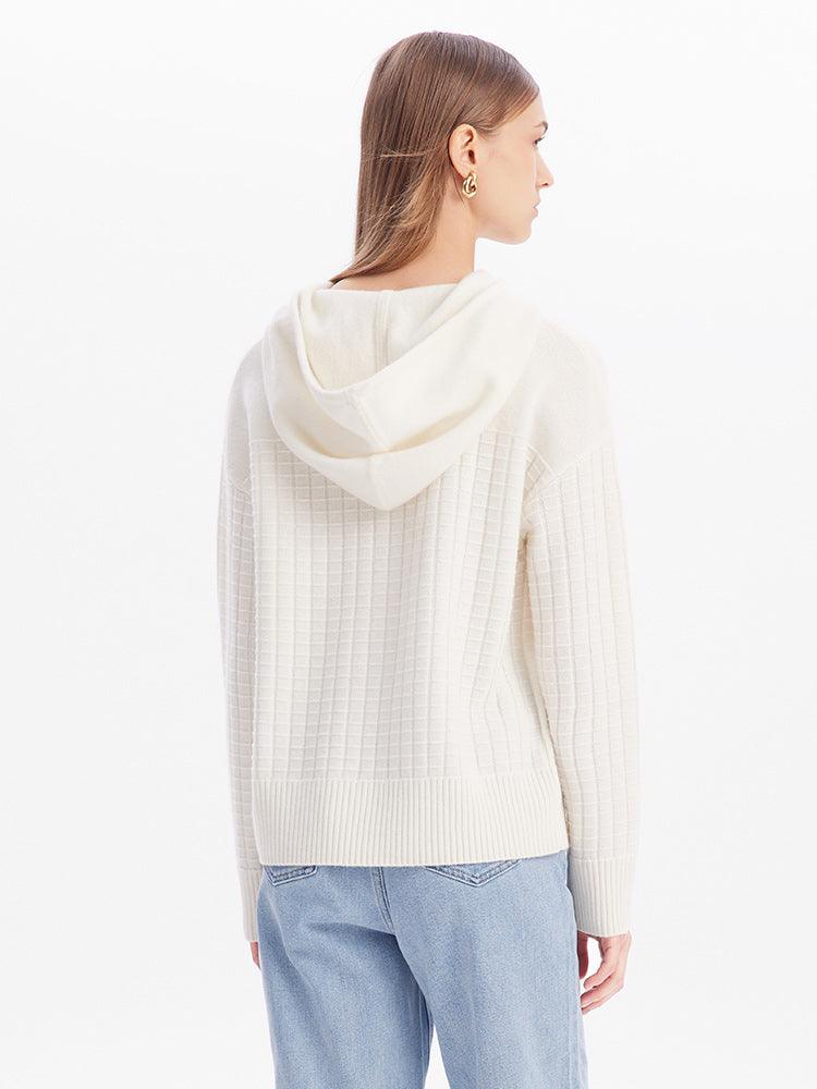 White Stripe Hoodie Wool Sweater GOELIA