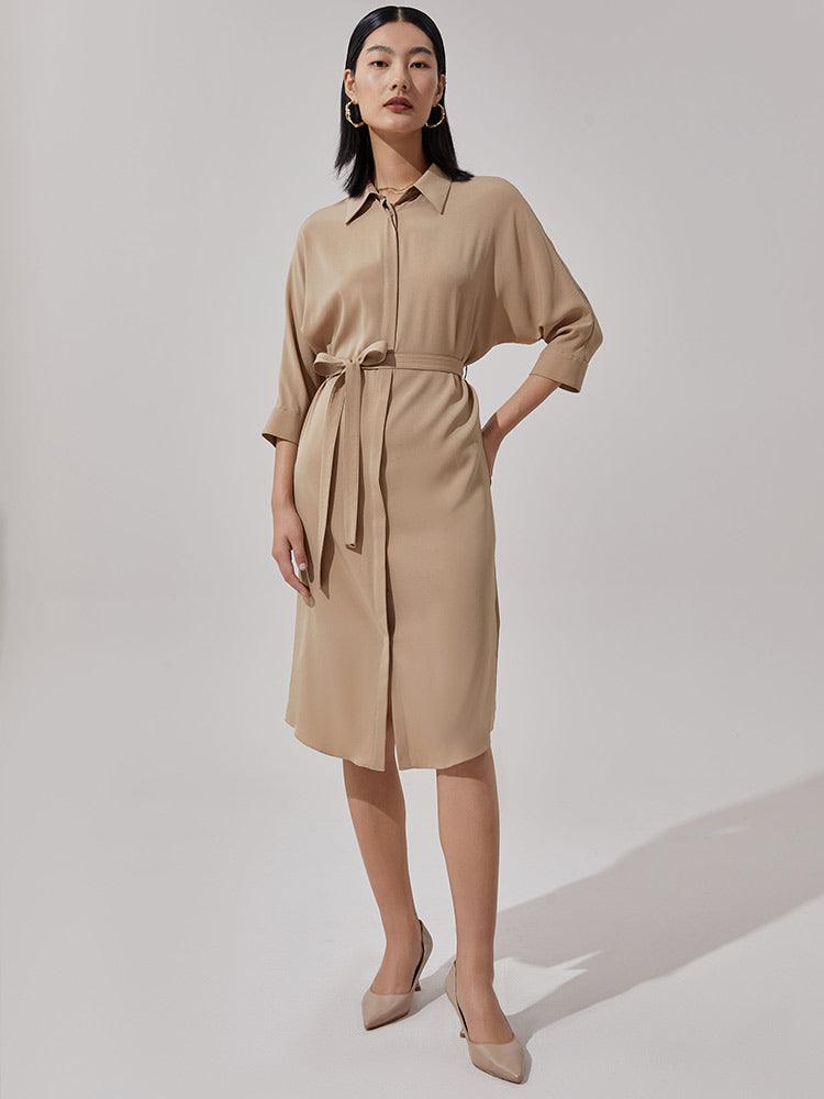 Silk Shirt-Style Oversized Dress GOELIA