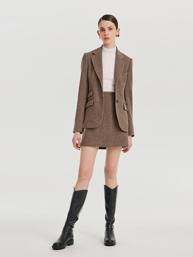 Washable Wool Split Leather Blazer GOELIA