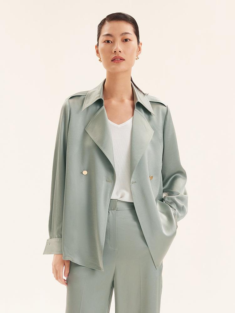 Triacetate Lapel Long-Sleeve Blazer GOELIA