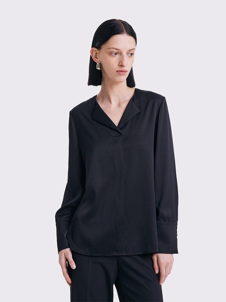 22 Momme V-neck Silk Shirt GOELIA