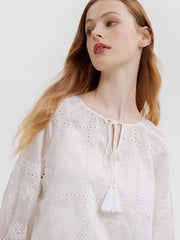 Tie Neck Embroidery Top GOELIA