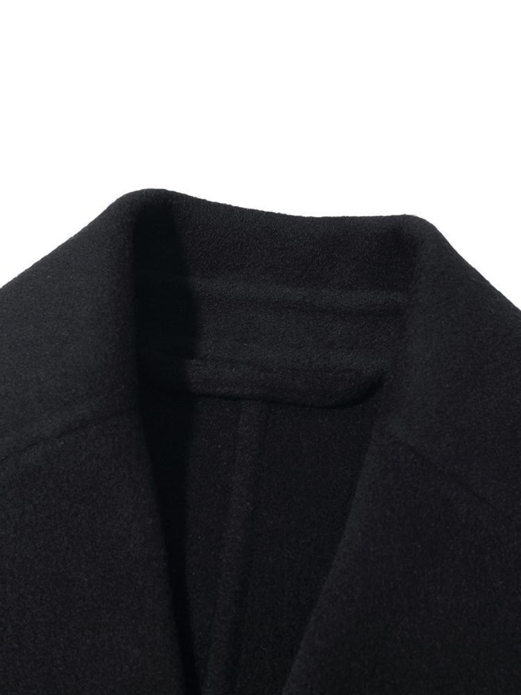 Black Wool And Cashmere Notched Lapel Coat GOELIA