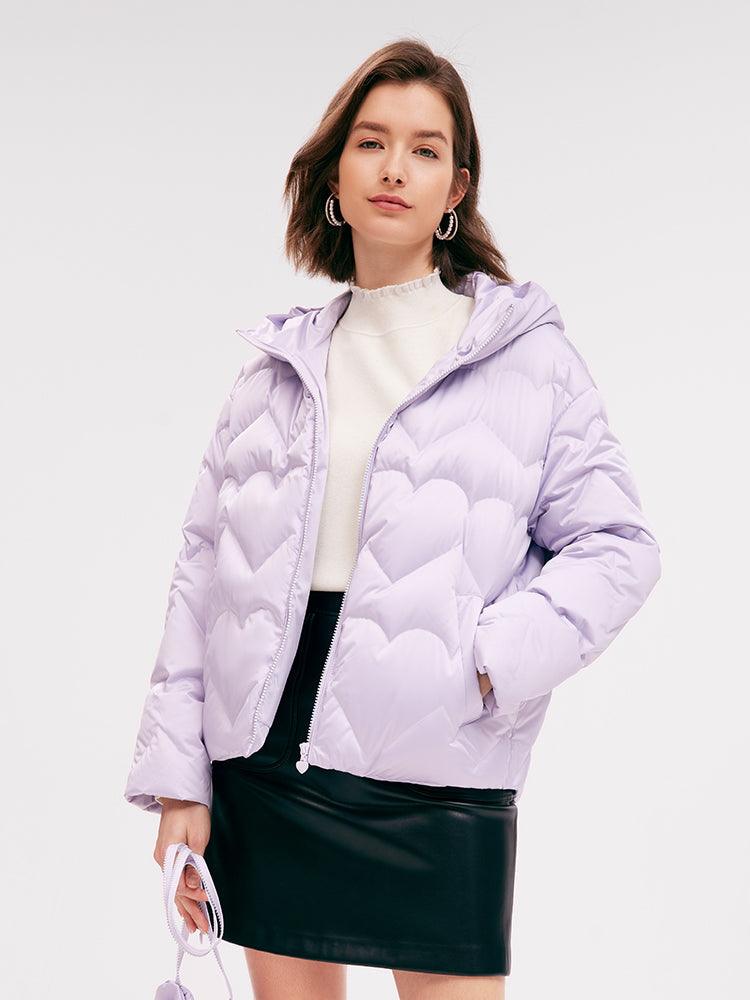 Lavender Long Sleeve Goose Down Coat With Purse GOELIA