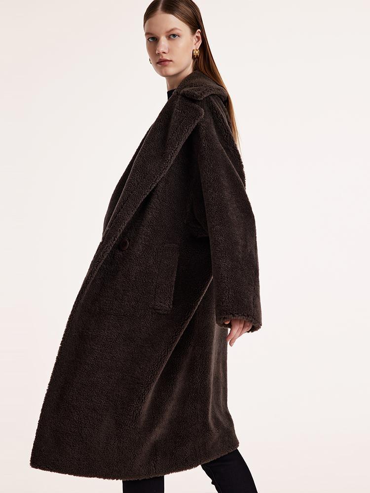 Teddy Lamb Wool Lapel Oversized Coat GOELIA