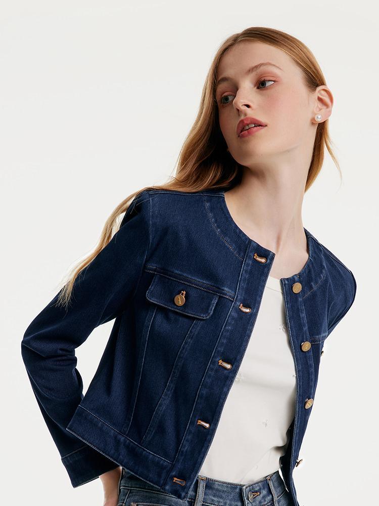 Knitted Denim Cotton Short Jacket GOELIA