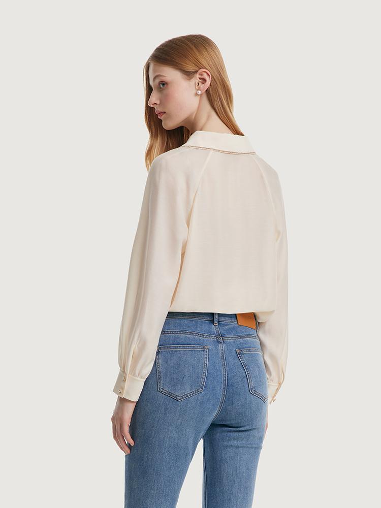 Loose-fitting V-neck Acetate Blouse GOELIA