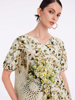 Floral Gathered Waist Dress GOELIA