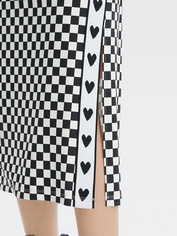 Checkerboard Knit Skirt GOELIA