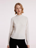 White Wool Sequins Seamless Mock Neck Sweater GOELIA