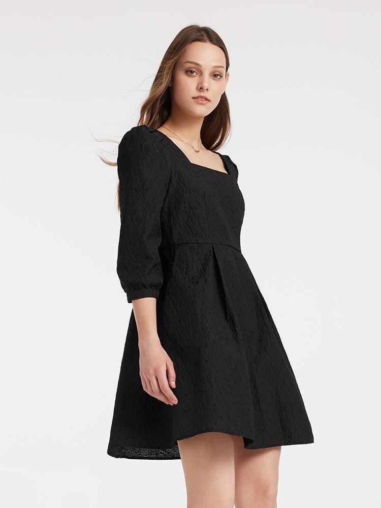 Detachable Bow Jacquard Dress GOELIA