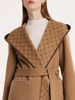 Pure Wool Reversible Hooded Printed Coat GOELIA