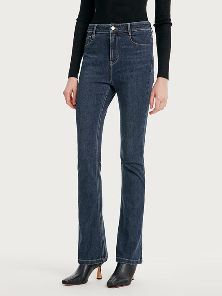 Mulberry Silk Denim Flared Trousers GOELIA