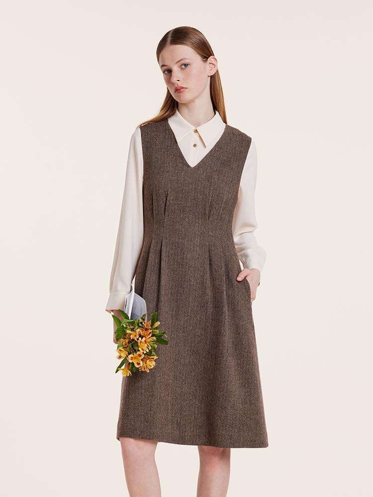 Washable Wool Vest Dress And Shirt Two-Piece Set GOELIA