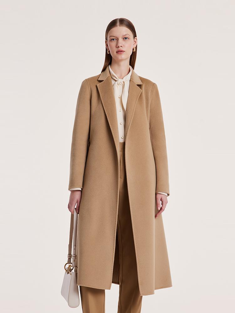 Camel Wool Double-Faced Notched Lapel Coat GOELIA