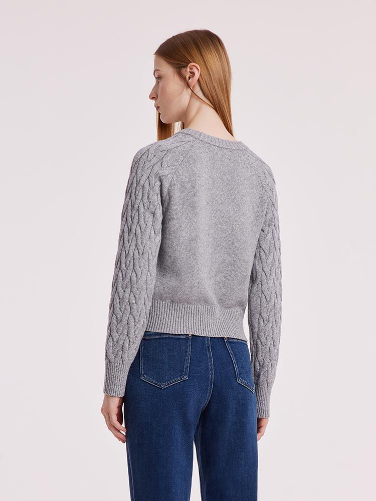 Grey Wool Jacquard Sweater GOELIA