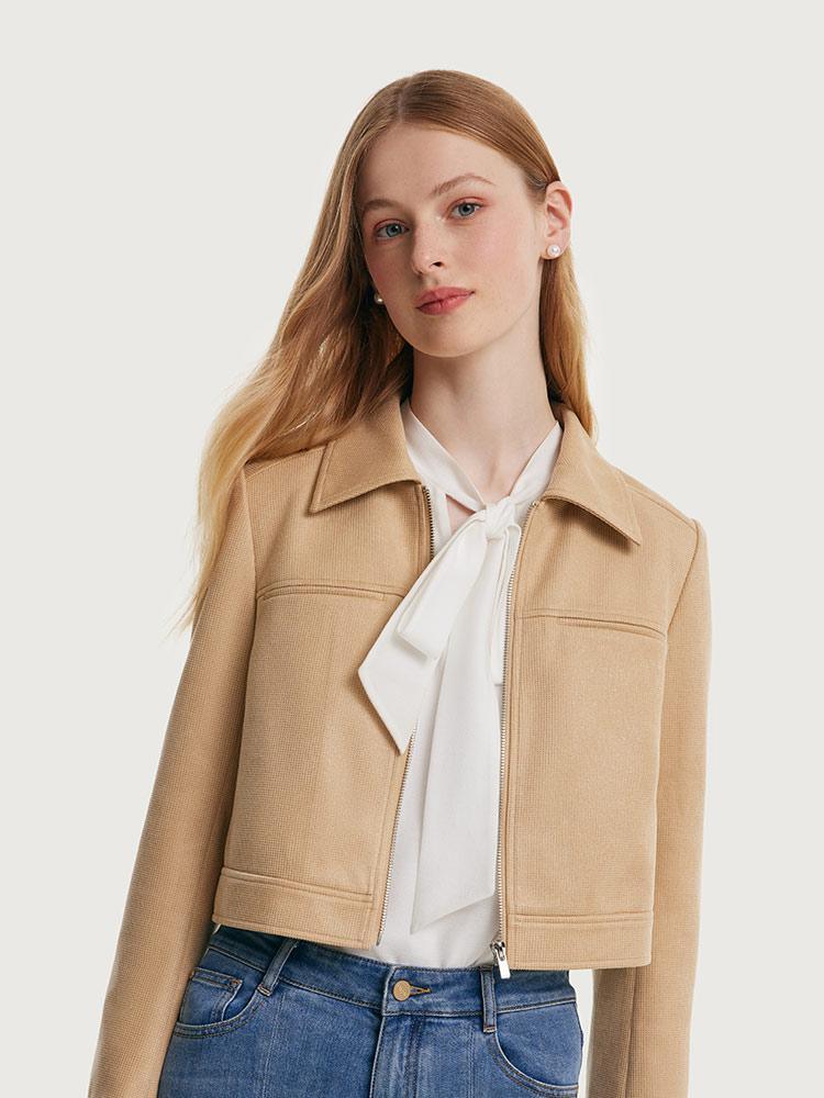 Short Faux Suede Jacket GOELIA