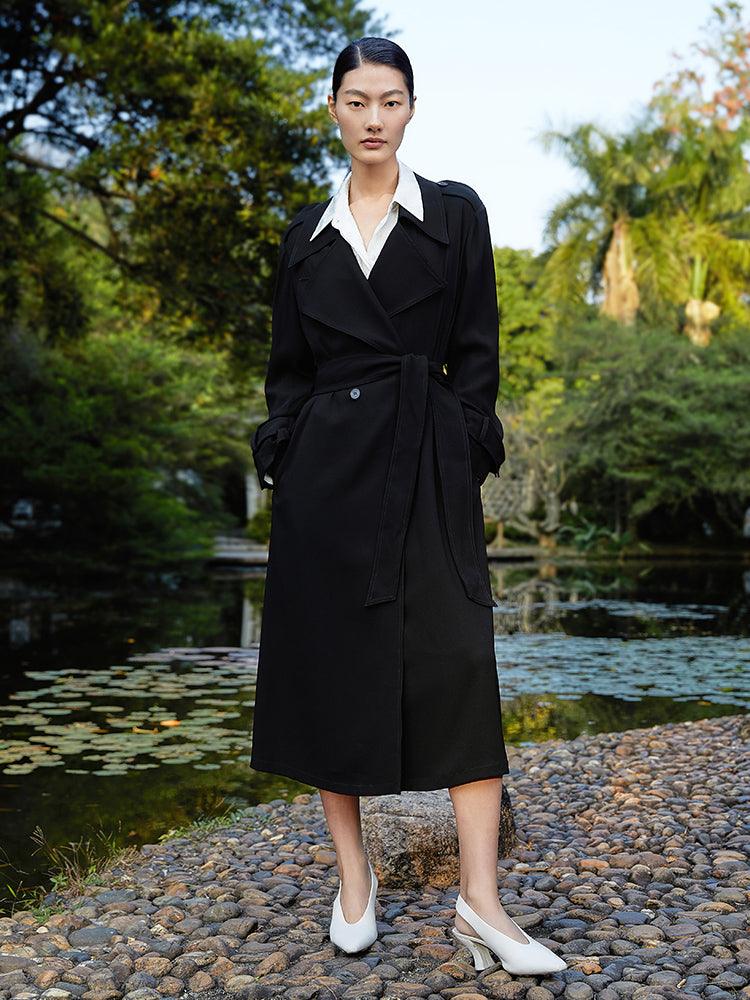 Black Triacetate Trench Coat GOELIA