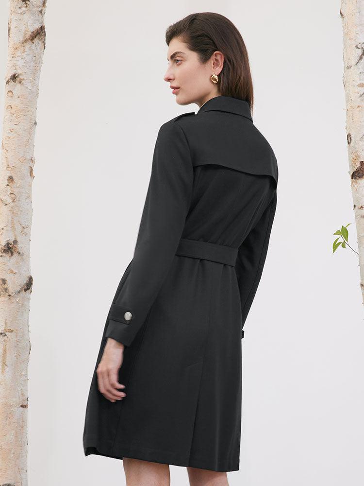 Worsted Wool Trench Coat With Belt GOELIA