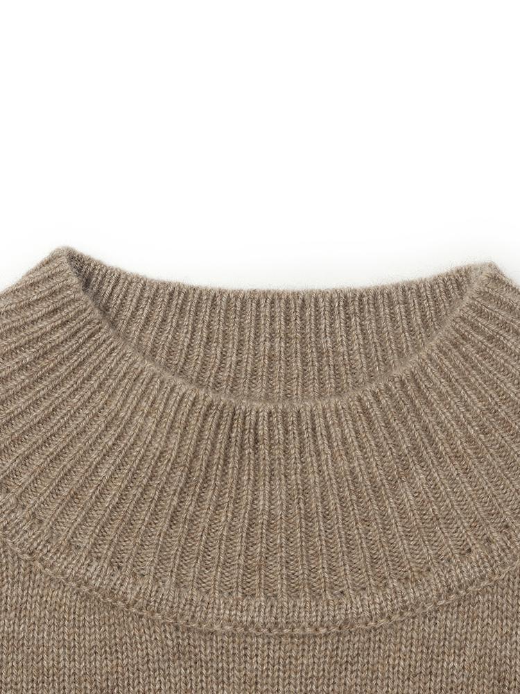 Pure Cashmere Seamless Mock Neck Slim Sweater GOELIA