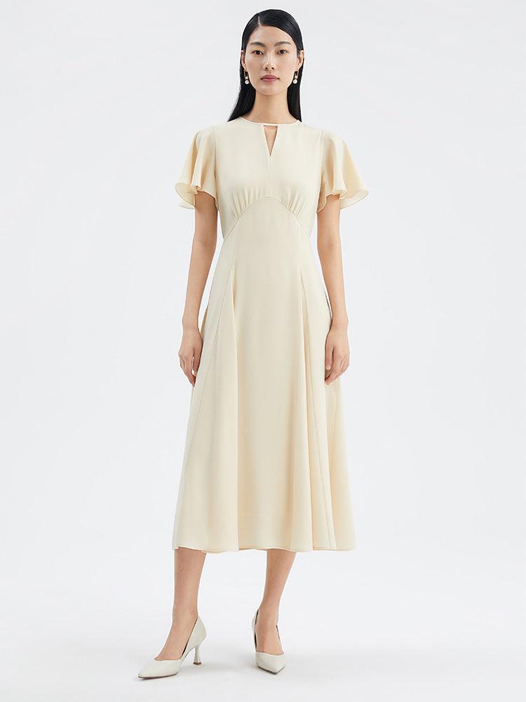 Triacetate Ruffle Sleeve Dress GOELIA