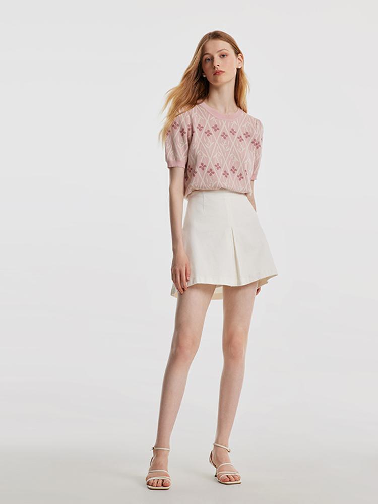 Tencel And Woolen Jacquard Knit Top GOELIA