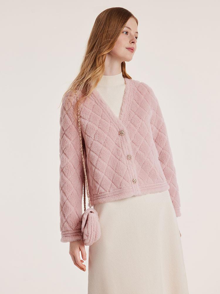 Pink Velour Short Coat With Bag GOELIA