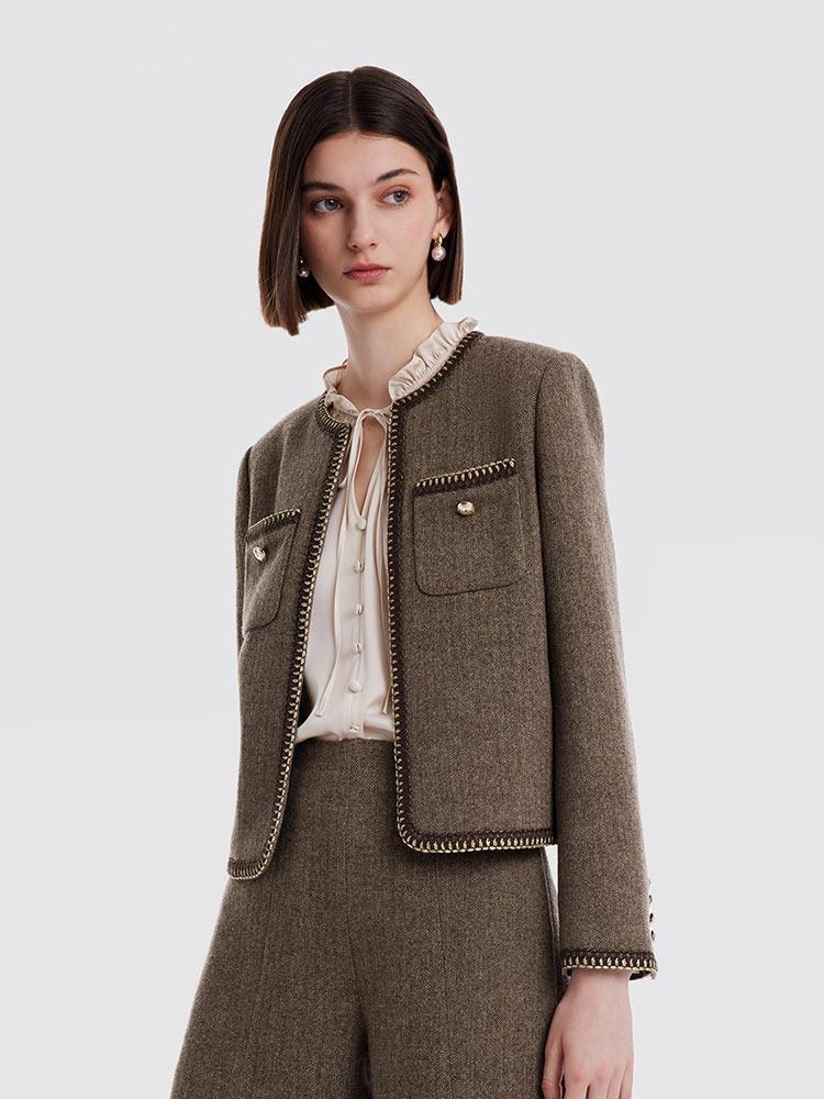 Retro Brown Washable Wool Jacket GOELIA