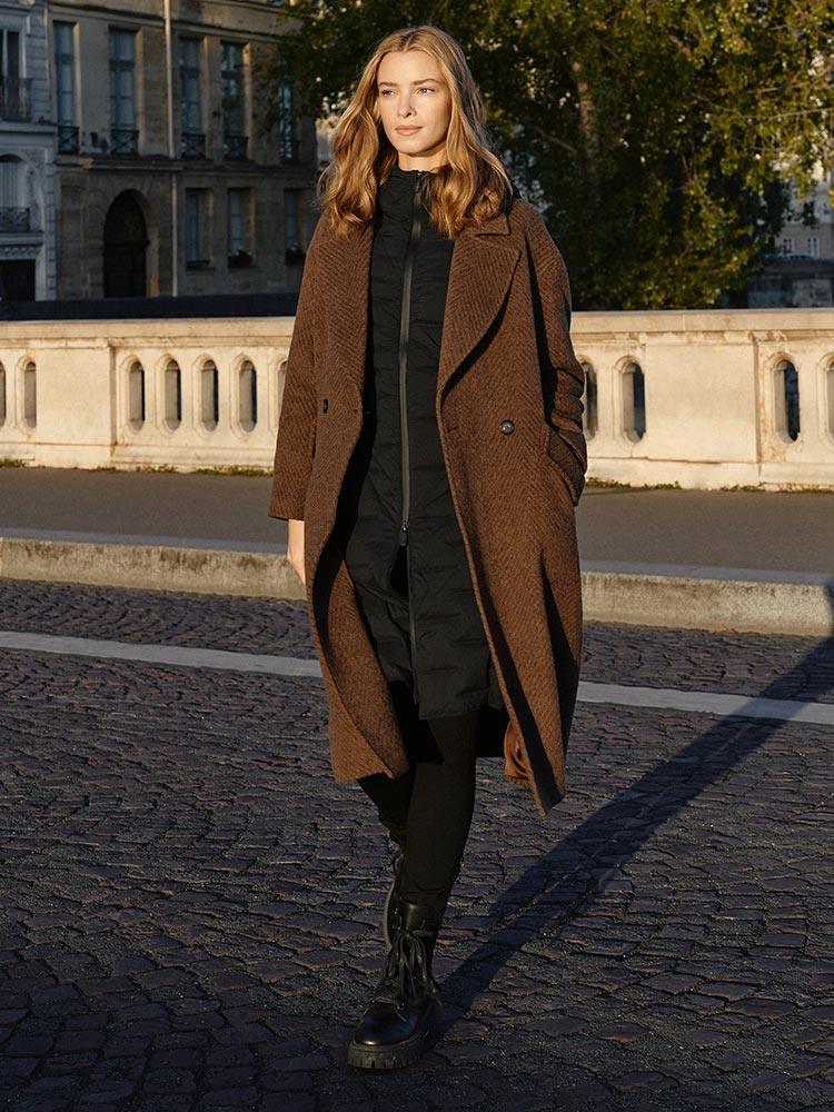 Brown Tweed One-Button Overcoat GOELIA