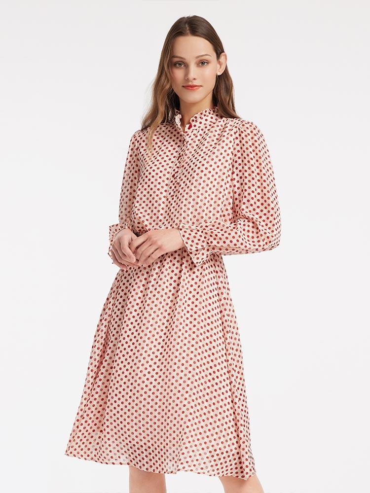 Chiffon Polka Dot Dress GOELIA