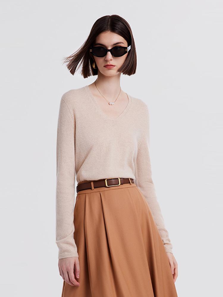 Seamless Cashmere V-Neck Sweater
