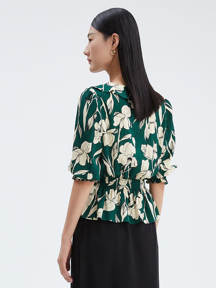 19 MM Silk Printed Fitted-Waist Blouse GOELIA