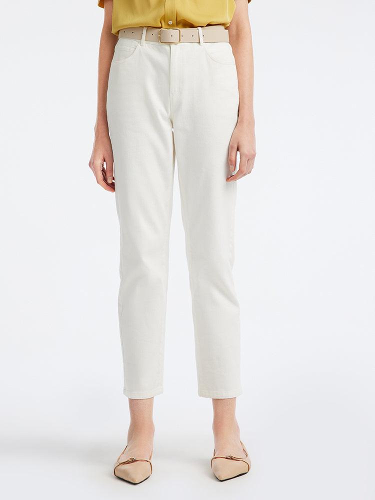 Slim Straight White Jeans GOELIA