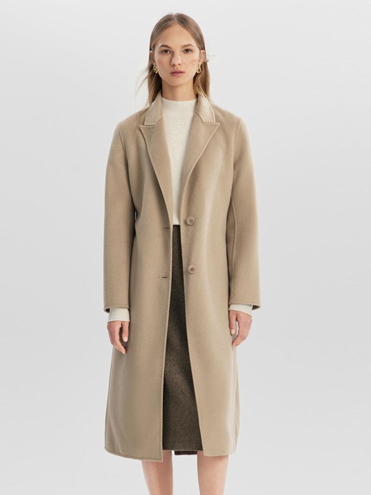 Wrapped Mulberry Silk Double-faced Woolen Coat GOELIA