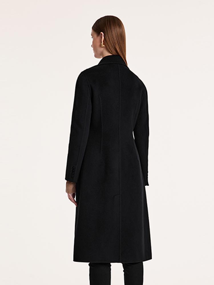 Black Wool And Cashmere Notched Lapel Coat GOELIA