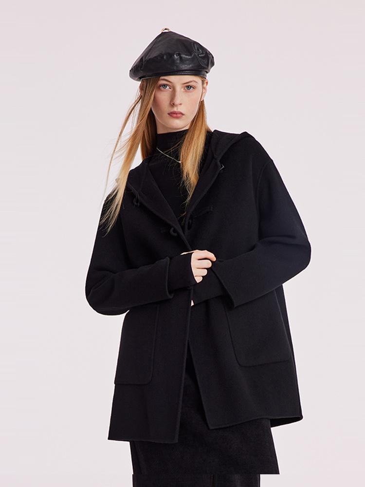 Tencel Woolen Horn Button Double Face Coat GOELIA