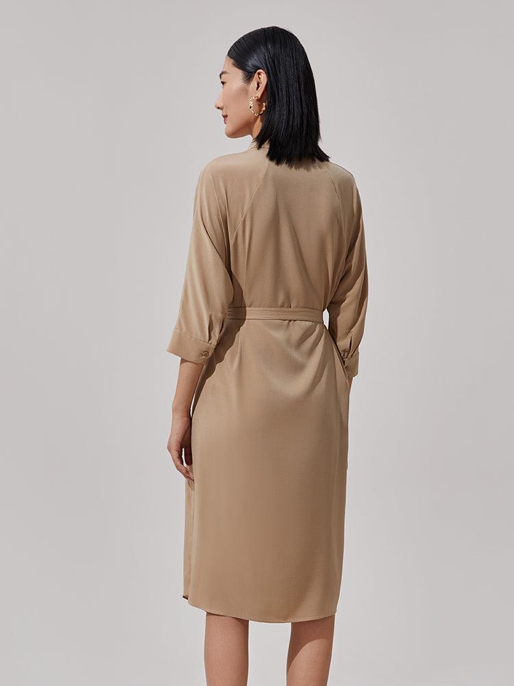 Silk Belted Shirt Dress GOELIA