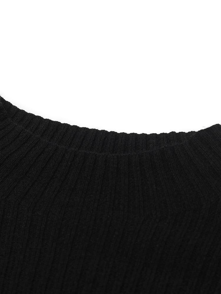 Black Pure Cashmere Mock Neck Knit Dress GOELIA