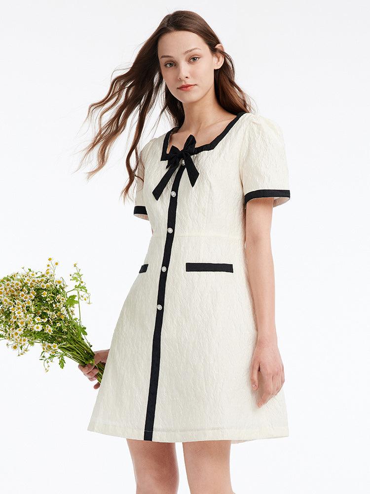 Chic Jacquard Dress (With Bowknot) GOELIA